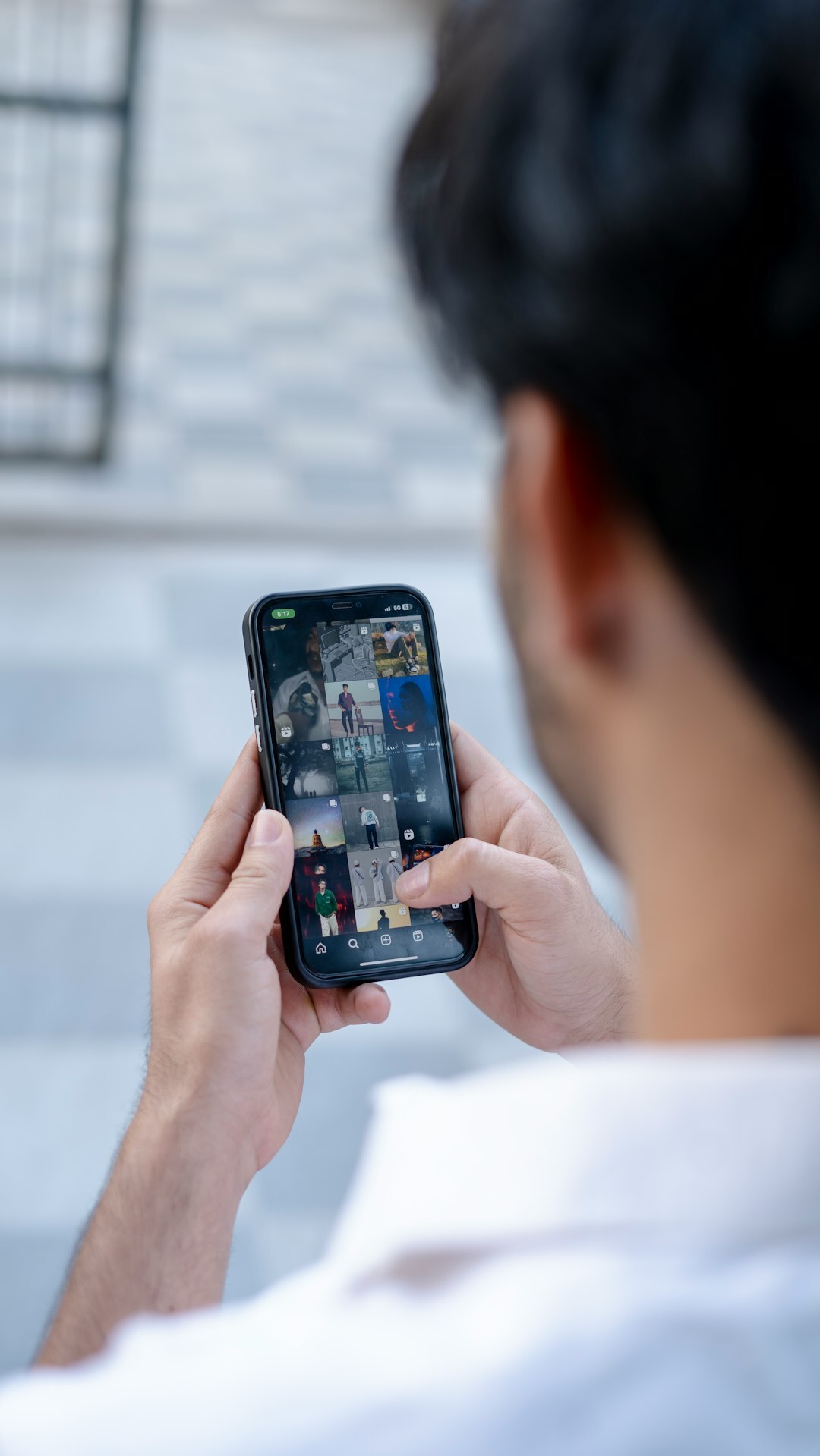 person using smartphone with ai app